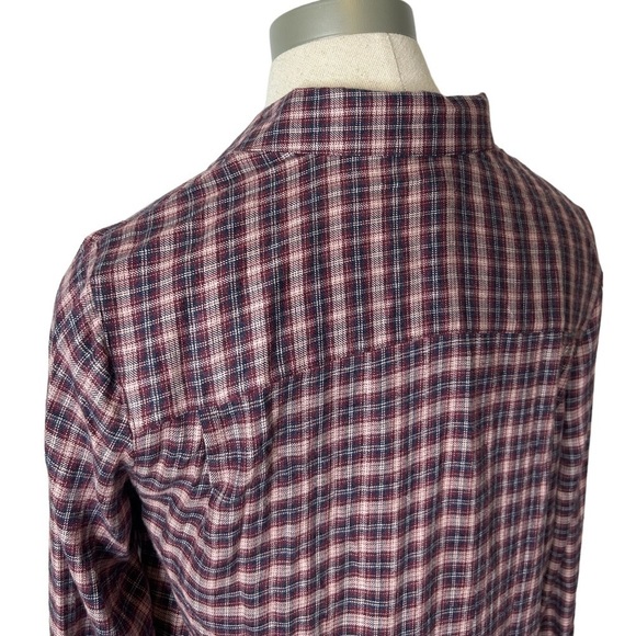 BeachLunchLounge Red Pear Whitney Button Down Plaid Long Sleeve Top Size Small - Picture 5 of 14